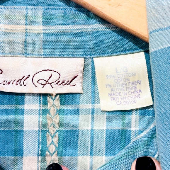 CAROLL REED Vintage green plaid shirt with embroidered leaves - Picture 8 of 9